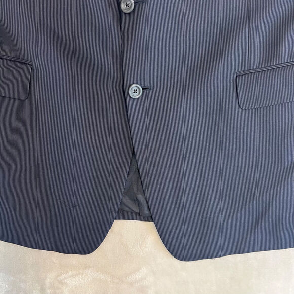 VTG Burberry Sport Coat Mens 46R Blue Striped Wool Blazer Union Made USA Career - Picture 4 of 14